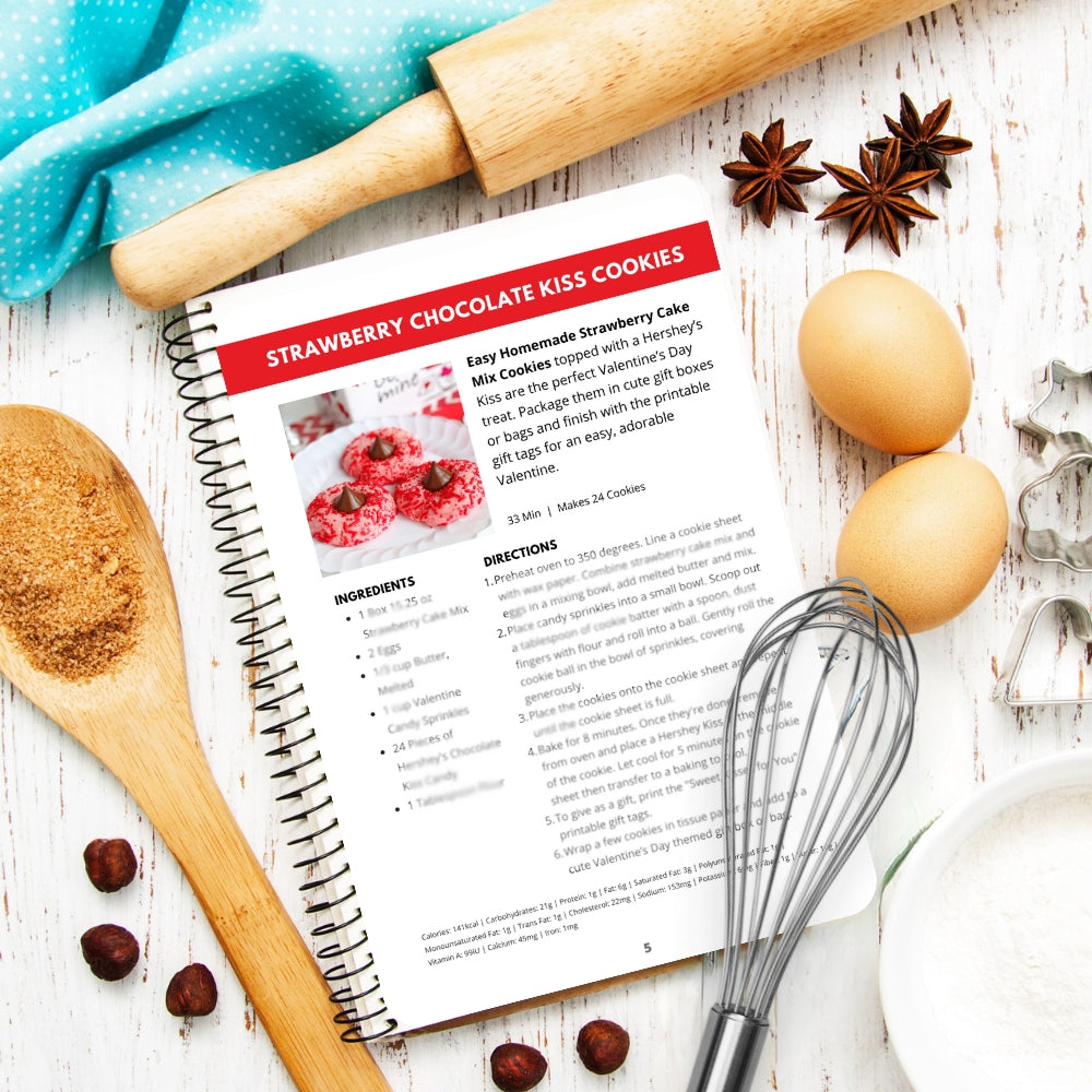 Homemade Strawberry Cake Mix Cookies - Printable Recipe & Gift Tags