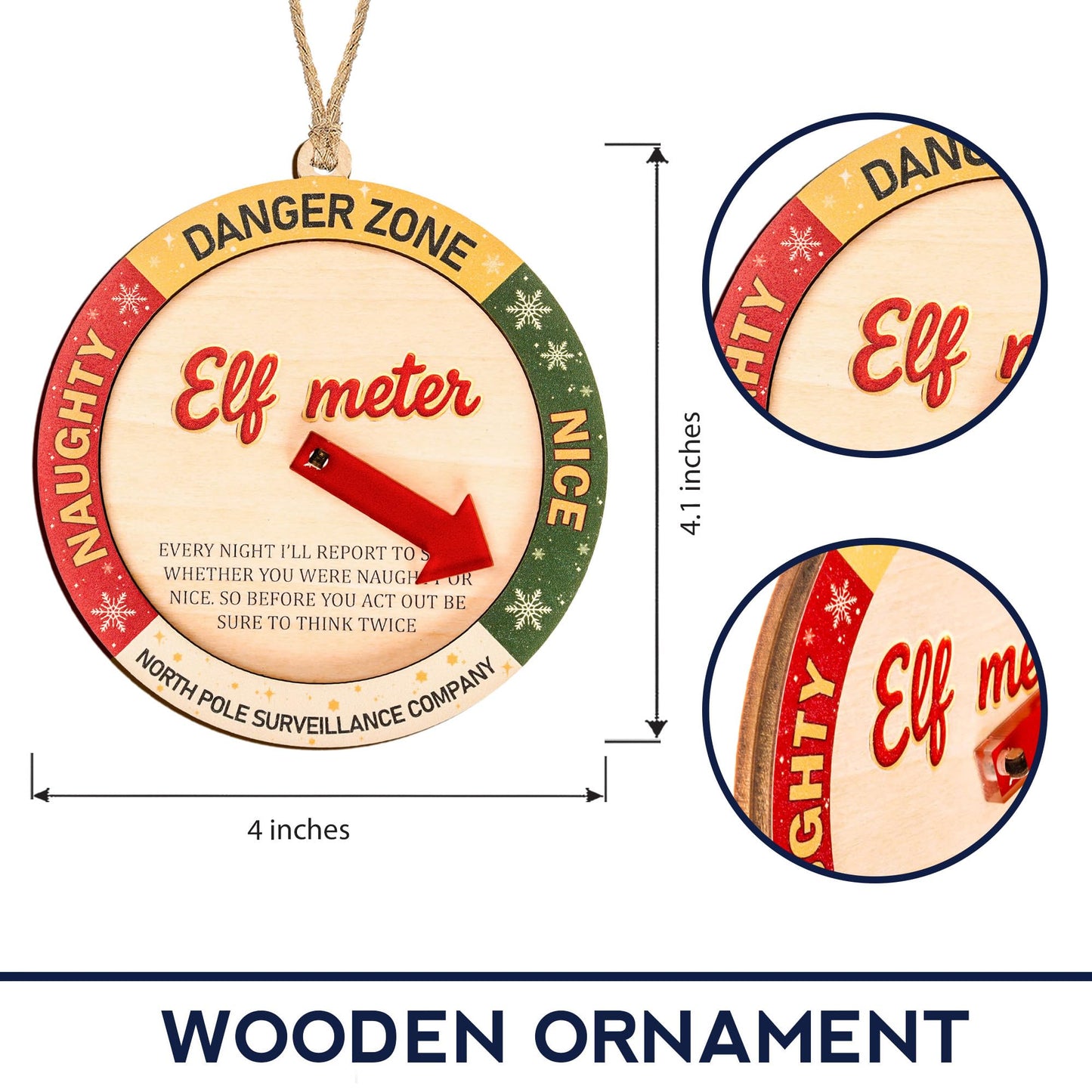 Naughty or Nice Elf Meter Ornament 2025 – Christmas Ornament