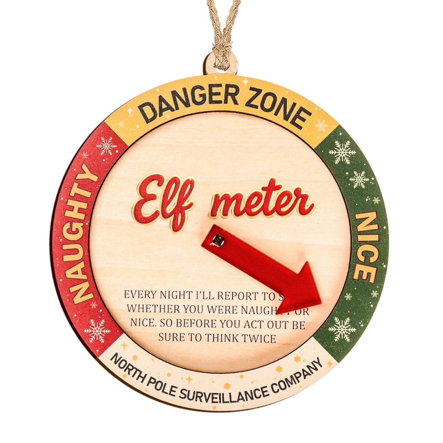 Naughty or Nice Elf Meter Ornament 2025 – Christmas Ornament