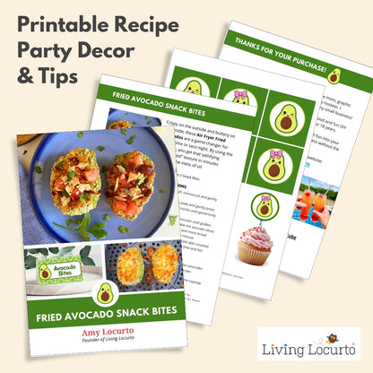 Fried Stuffed Avocado Bites - Printable Recipe & Avocado Party Decor