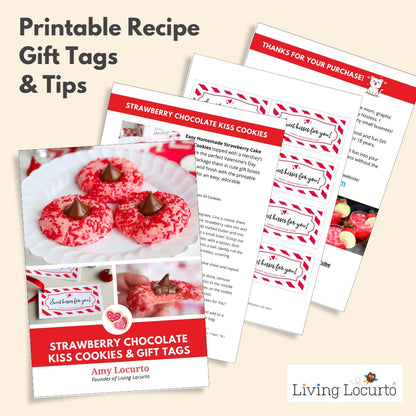 Homemade Strawberry Cake Mix Cookies - Printable Recipe & Gift Tags